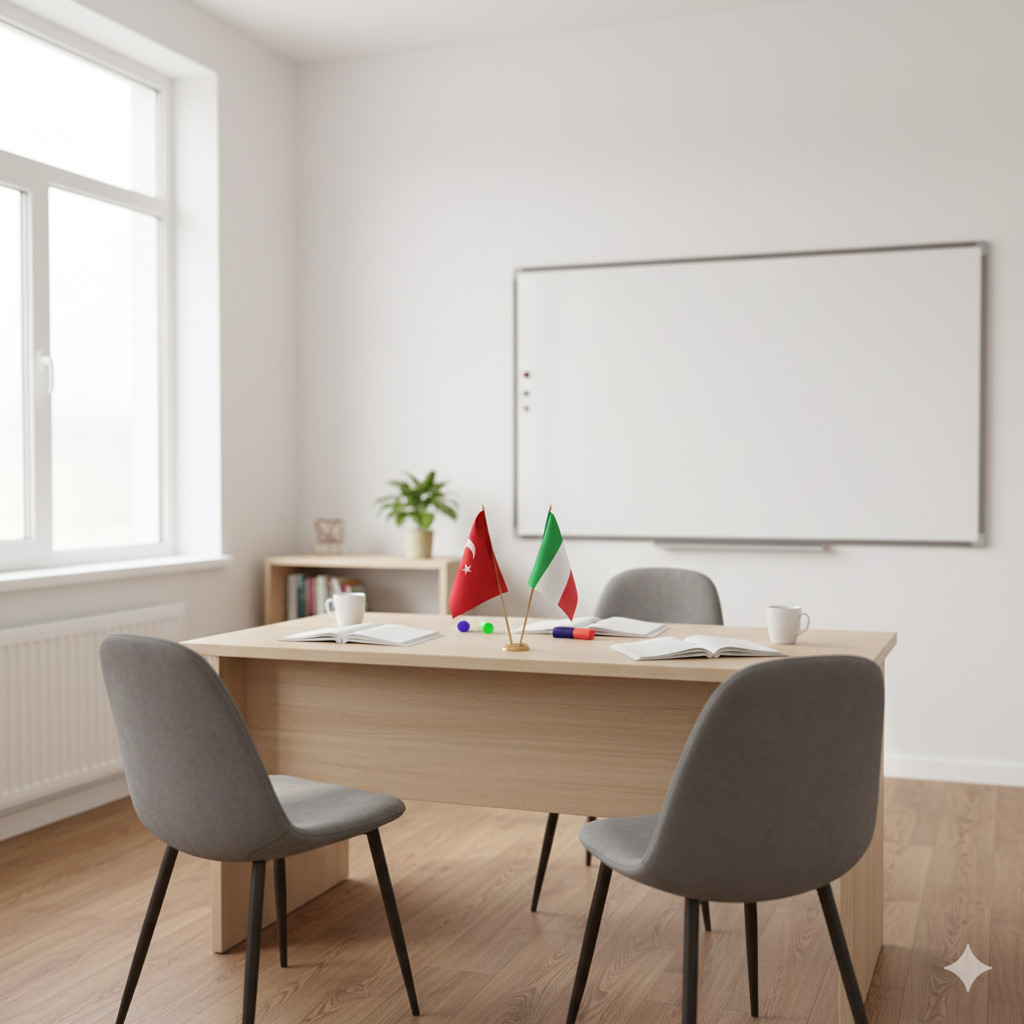 Profesyonel İtalyanca öğretmeni birebir ders verirken